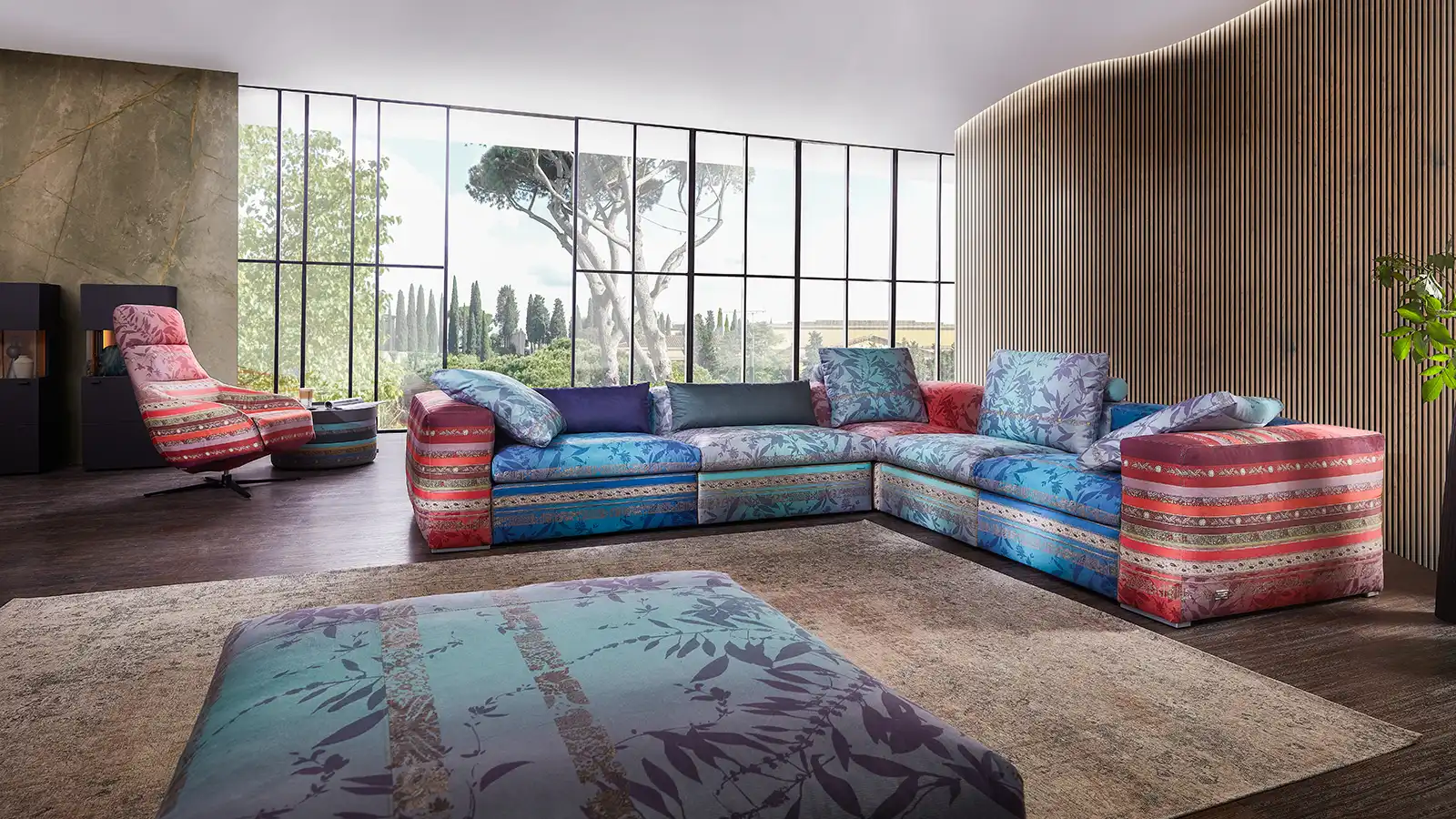 Elba Relax-Solitärsessel + Opera Wohnlandschaft + Hocker