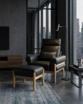 Cuneo Sessel mit hoher Rückenlehne und Einsteckkopfstütze in Leder Supersoft Black