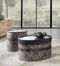Bassetti by Schröno Pouf Tino mit Aufsatztablett und Pouf Tinetto in Volterra